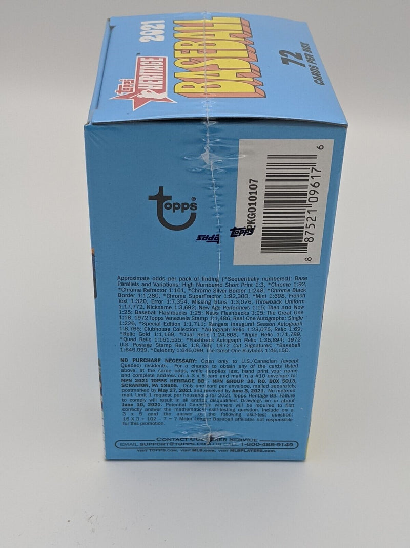 Factory Sealed 2021 Topps Heritage Baseball Cards 8 Pack Blaster Box-2
