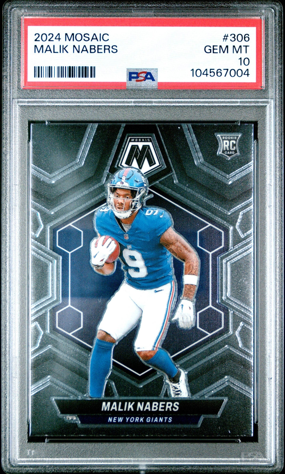 Graded 2024 Panini Mosaic Malik Nabers #306 Rookie RC Football Card PSA 10 Gem