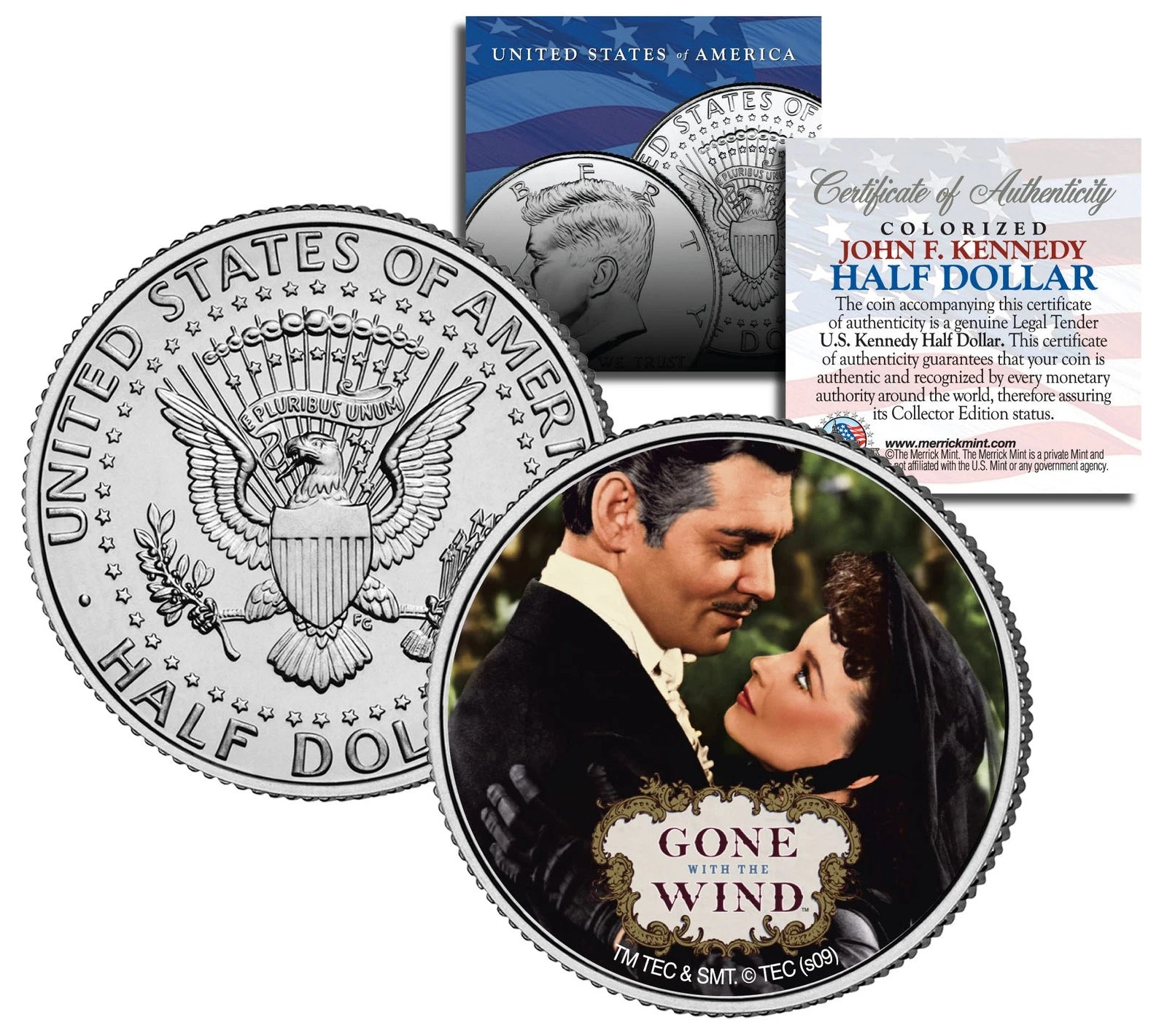 Gone with the Wind "Embrace" JFK Kennedy Half Dollar US Coin Officially Licensed