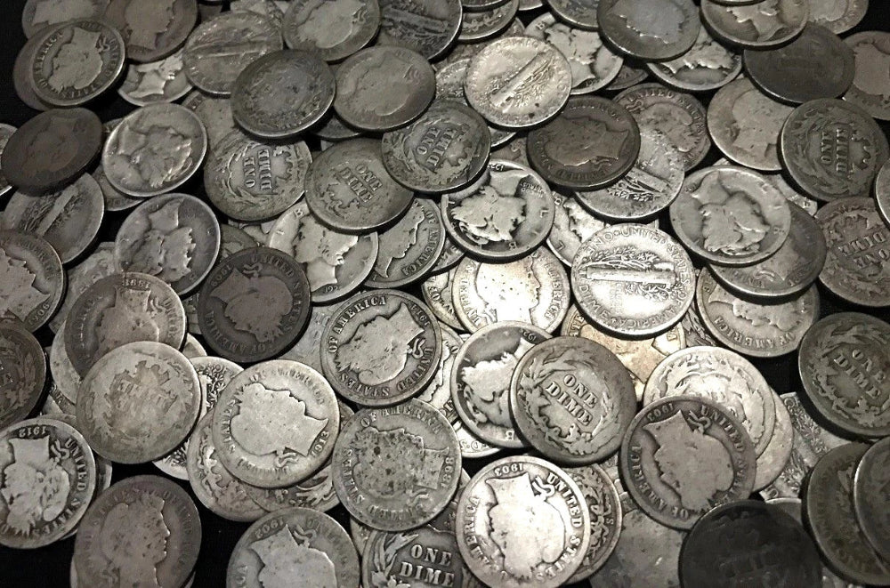 Monedas de diez centavos Mercury + Monedas de diez centavos Barber ✯ Lotes antiguos de monedas de plata de EE. UU. ✯ Monedas antiguas de época ✯-3