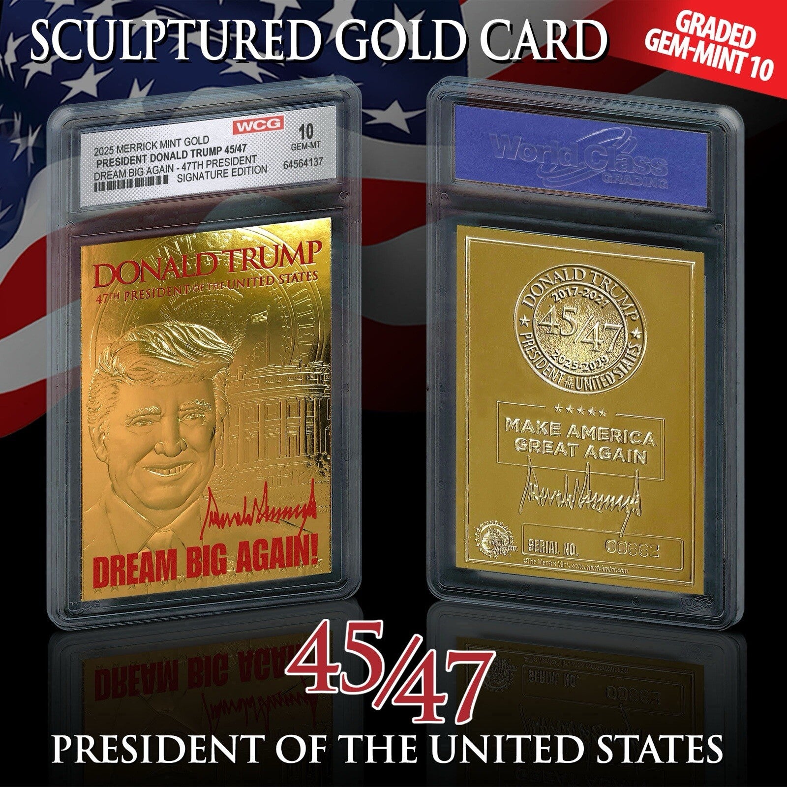 DONALD TRUMP 47th President 2025 SIGNATURE GOLD Card - Gem-Mint 10 **(QTY - 5)**-3