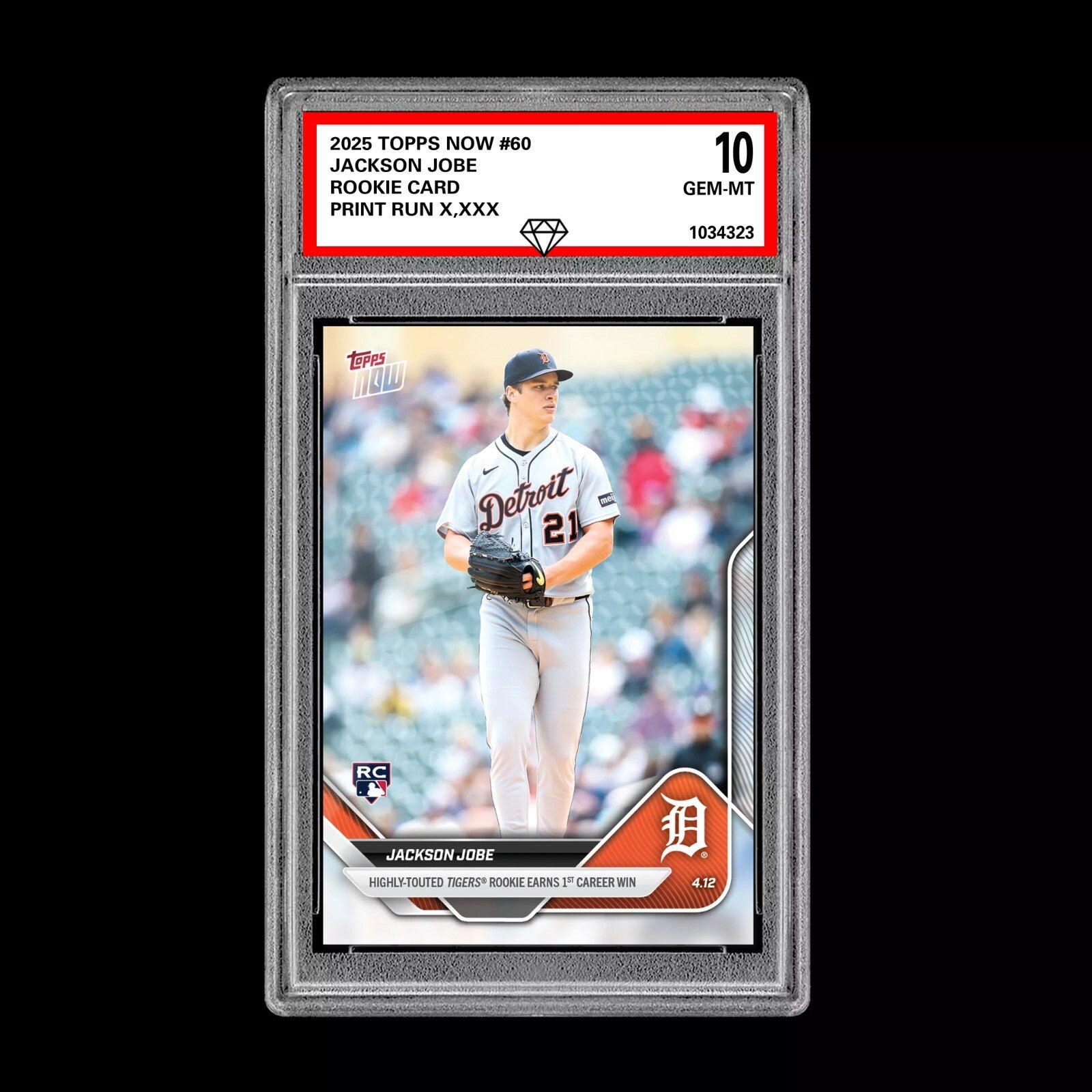 Graded 10 Jackson Jobe 2025 Topps NOW 60 Rookie Earns First Career WIN