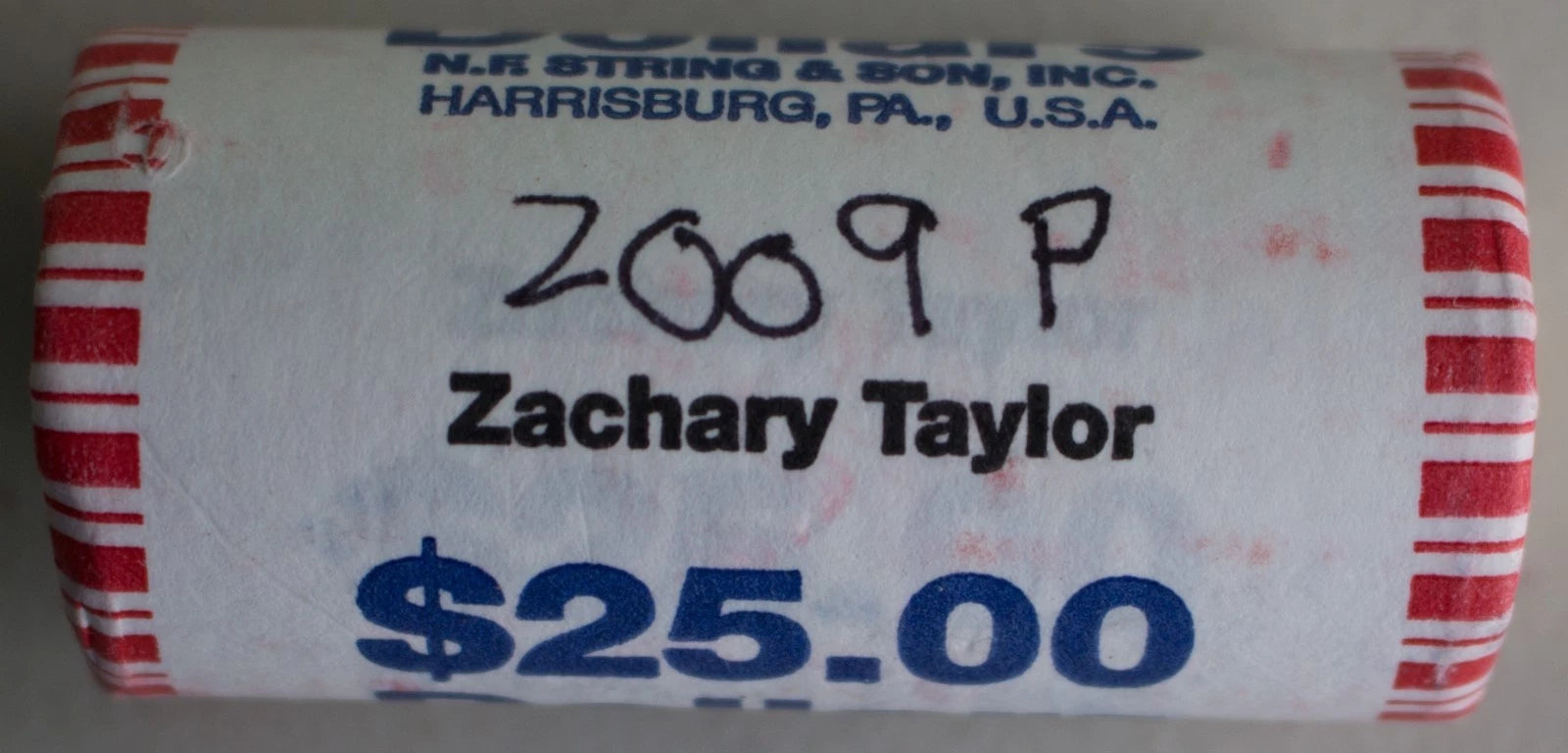 2009 P Zachary Taylor Uncirculated One Dollar 25 Golden Coin Roll $1-2