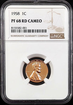 1958 Proof Lincoln Cent certified PF 68 RD Cameo by NGC! sku 82001-4