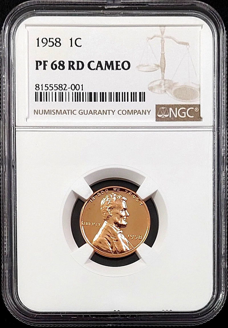 1958 Proof Lincoln Cent certified PF 68 RD Cameo by NGC! sku 82001-4