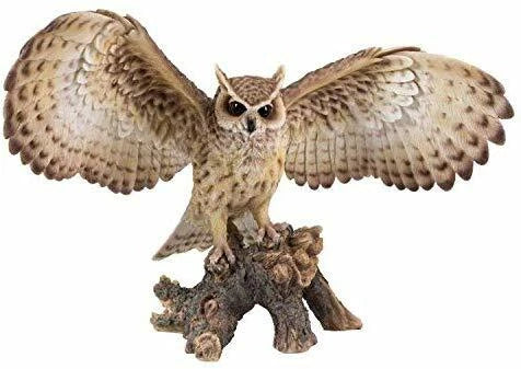 18.7" Wide Realist Look Opening Eagle Owl Resin Figurine Statue-1