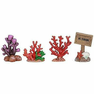 Nautical Underwater Reef Corals No Fishing Sign Small Dollhouse Miniatures Set-1