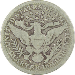 1908 D Barber Quarter G Good Silver 25c Coin-2