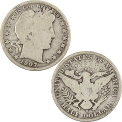 1907 O Barber Half Dollar G Good Silver 50c Coin-3