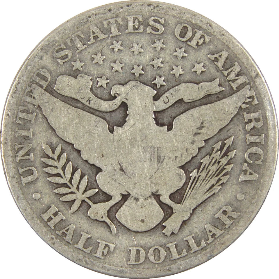 1902 Barber Half Dollar G Good Silver 50c Coin-2