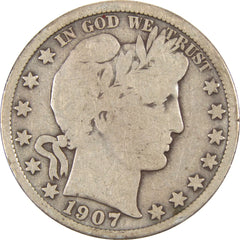1907 S Barber Half Dollar G Good Silver 50c Coin-1