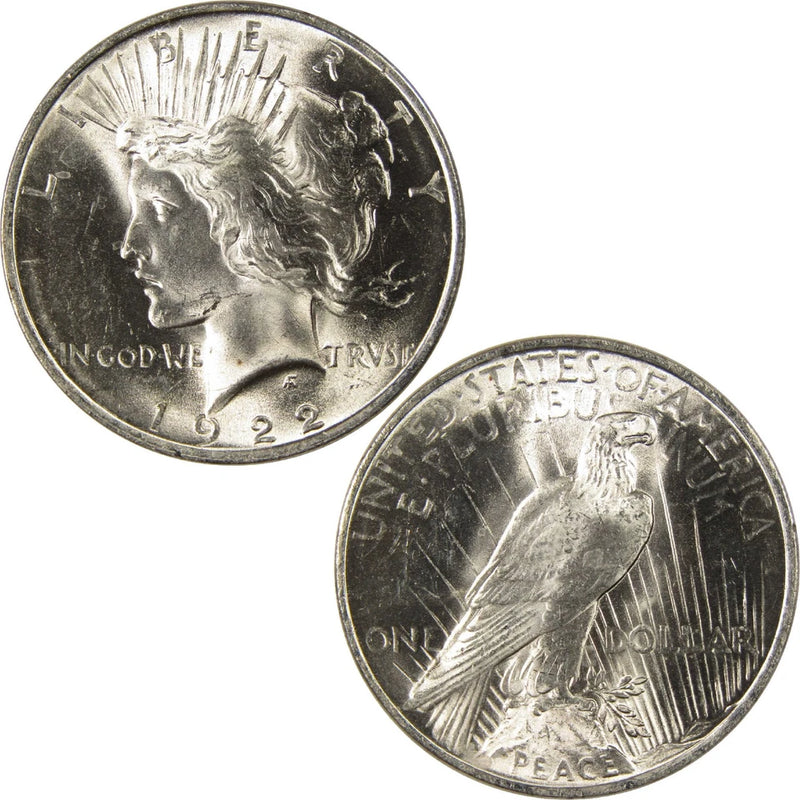 1922 Peace Dollar BU Choice Uncirculated Silver $1 Coin-3