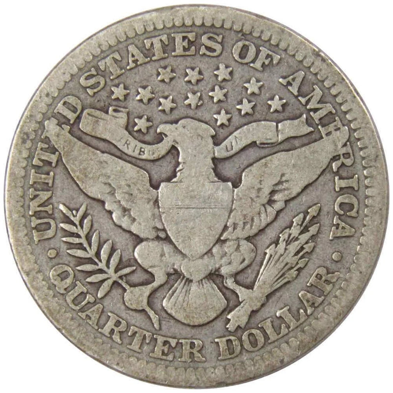 1909 Barber Quarter G Good 90% Silver 25c US Type Coin Collectible-2