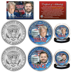 DONALD TRUMP & J.D. VANCE 47th President Authentic US JFK Half Dollar 2-Coin Set-1
