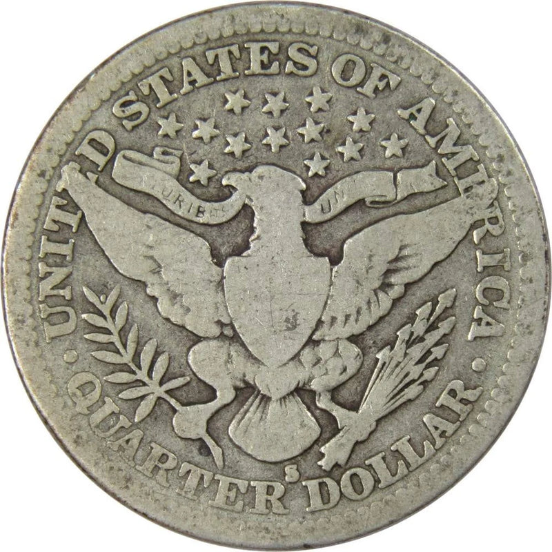 1915 S Barber Quarter G Good 90% Silver 25c US Type Coin Collectible-2