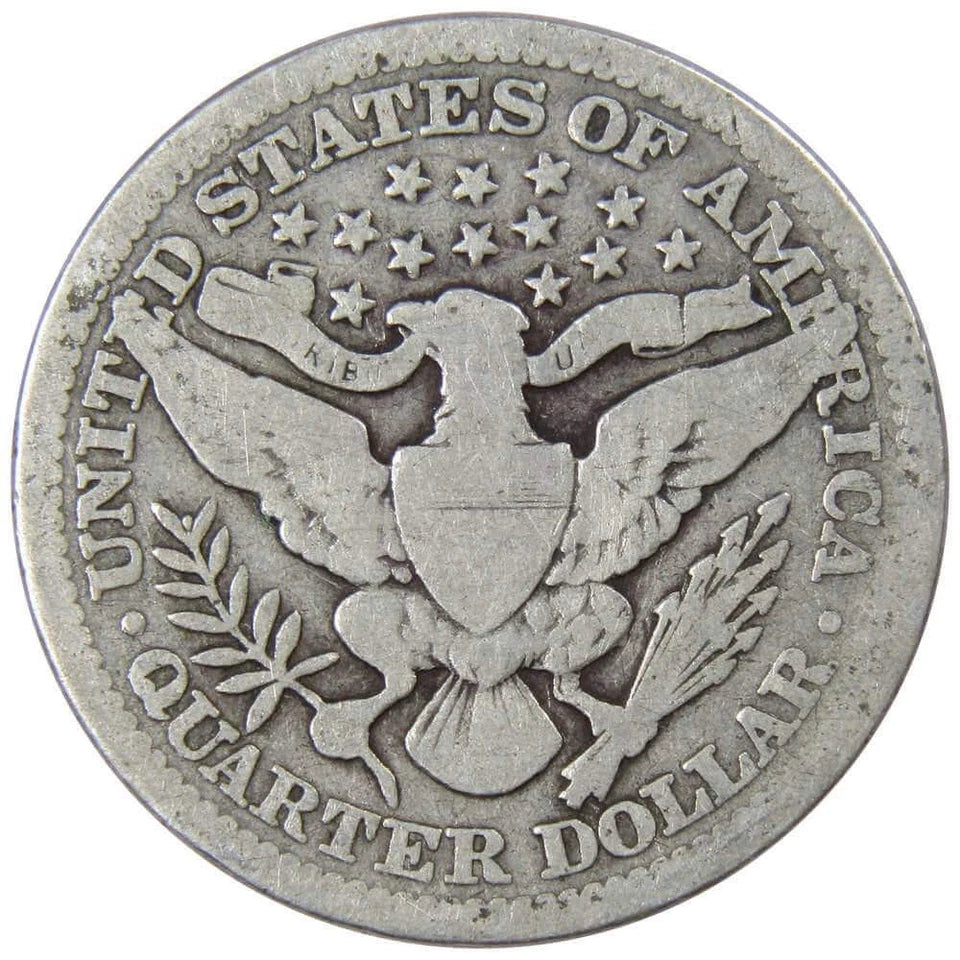 1912 Barber Quarter G Good 90% Silver 25c US Type Coin Collectible-2