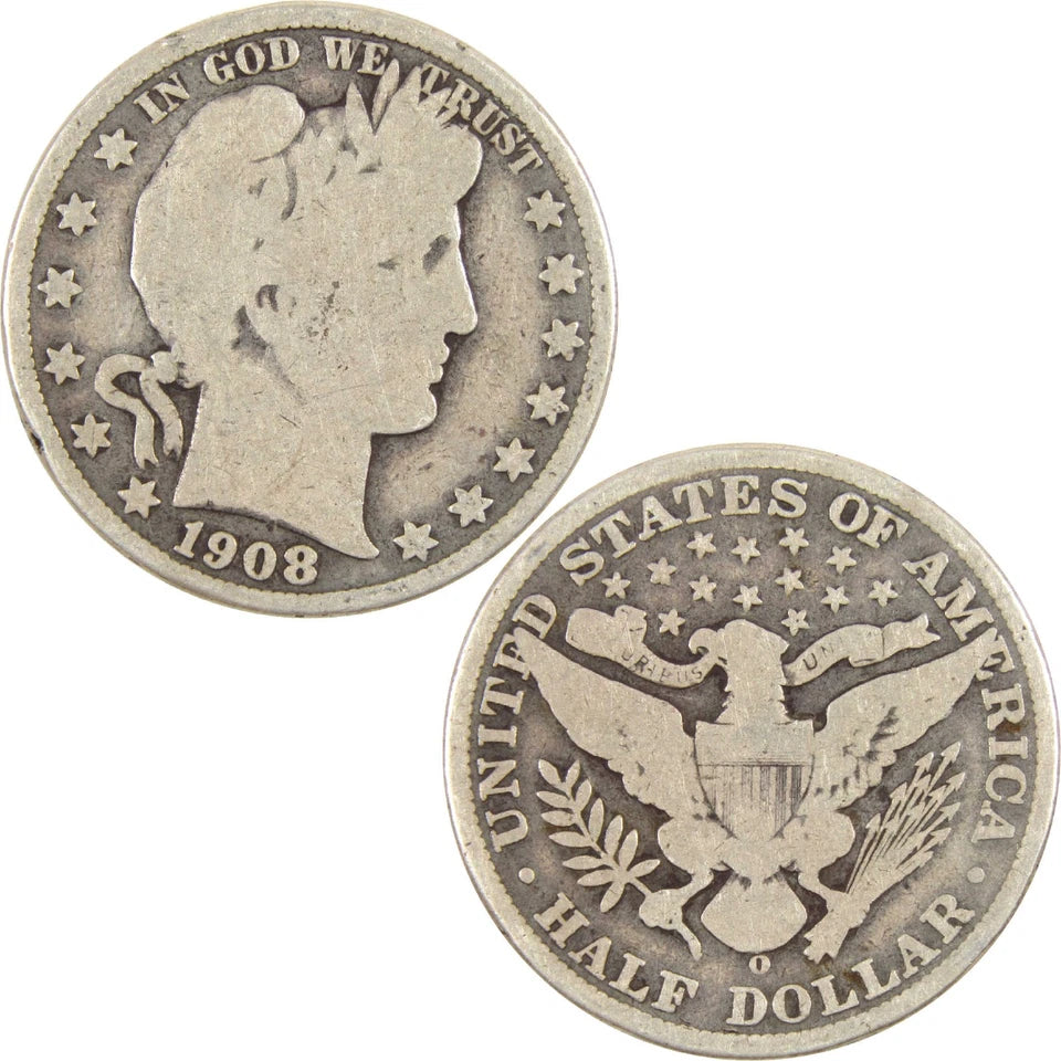 1908 O Barber Half Dollar G Good Silver 50c Coin-3