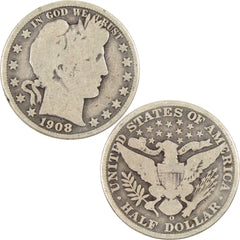 1908 O Barber Half Dollar G Good Silver 50c Coin-3