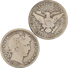 1907 S Barber Half Dollar G Good Silver 50c Coin-4