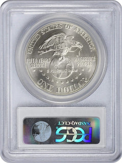 1991-D USO U.S.O Silver Commemorative Dollar MS69 PCGS Mint State 69-2