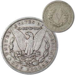 1879 O Morgan Dollar VF Very Fine 90% Silver with 1911 Liberty Nickel G Good-2