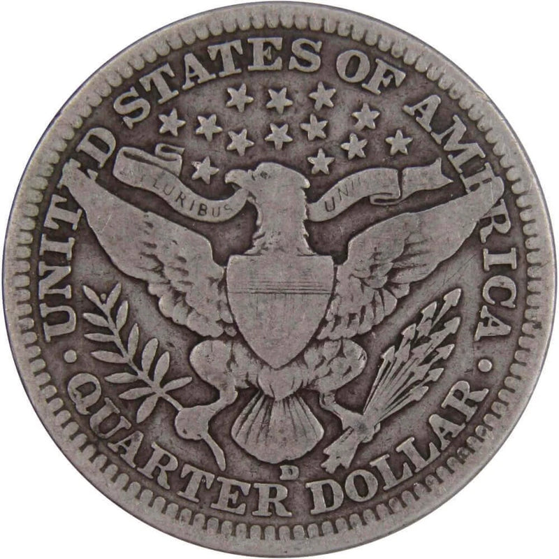 1916 D Barber Quarter VG Very Good 90% Silver 25c US Type Coin Collectible-2