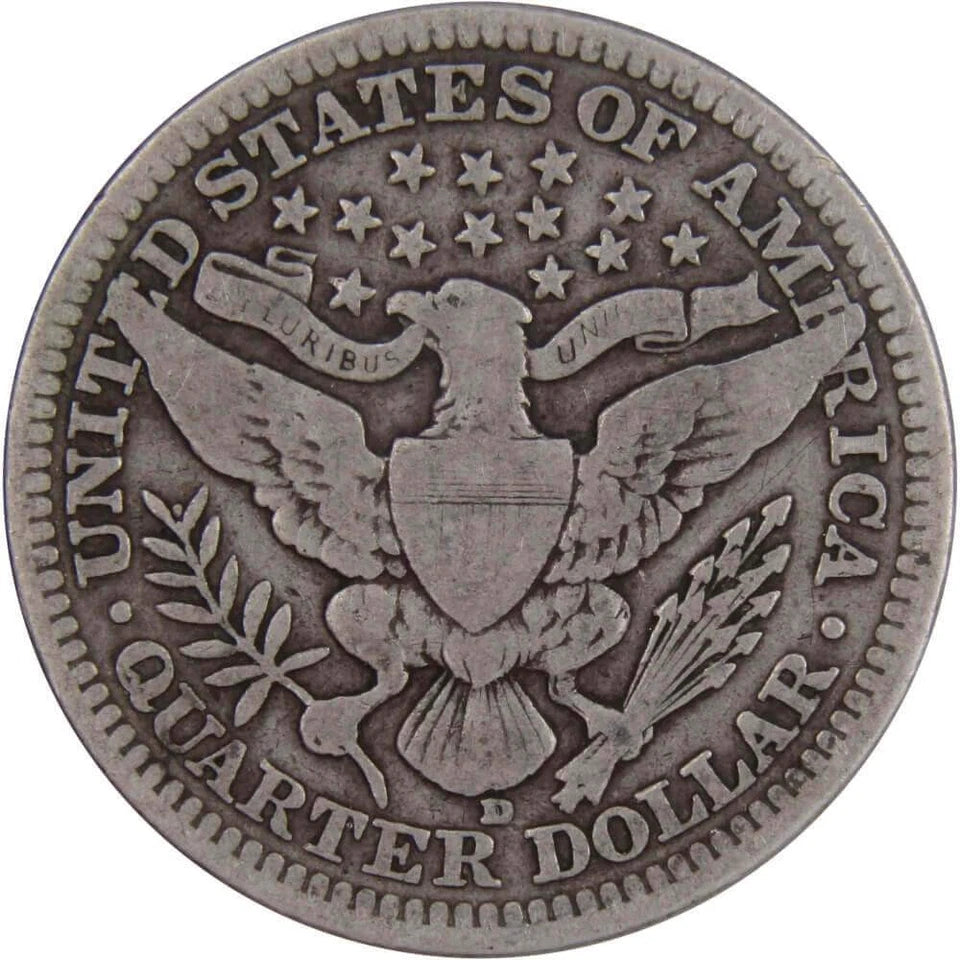 1916 D Barber Quarter VG Very Good 90% Silver 25c US Type Coin Collectible