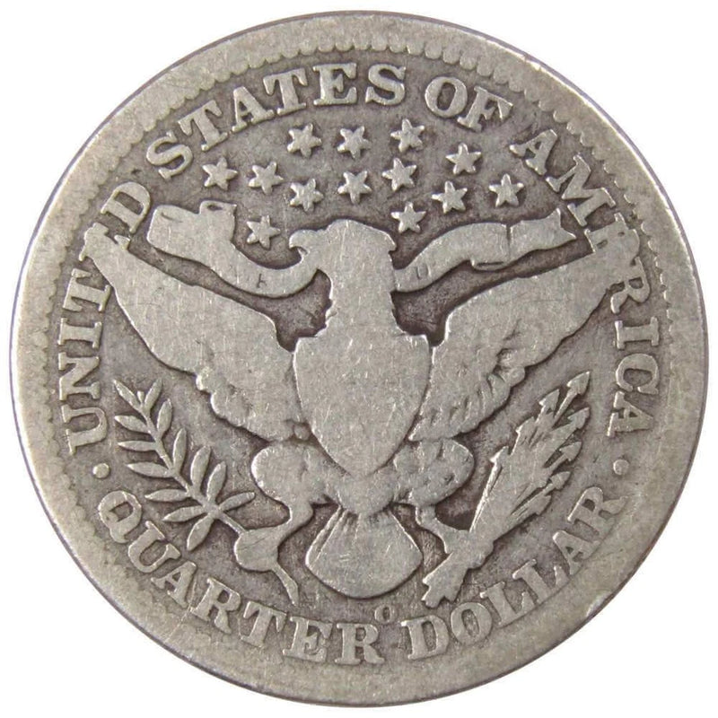 1908 O Barber Quarter G Good 90% Silver 25c US Type Coin Collectible-2