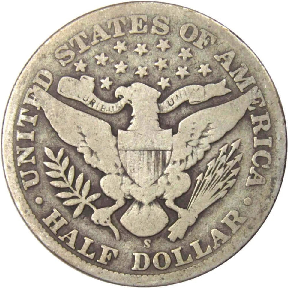 1909 S Barber Half Dollar VG Very Good 90% Silver 50c US Type Coin Collectible-2