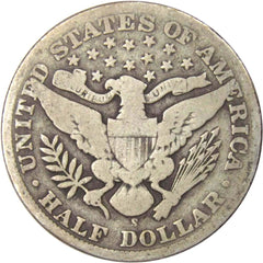 1909 S Barber Half Dollar VG Very Good 90% Silver 50c US Type Coin Collectible-2