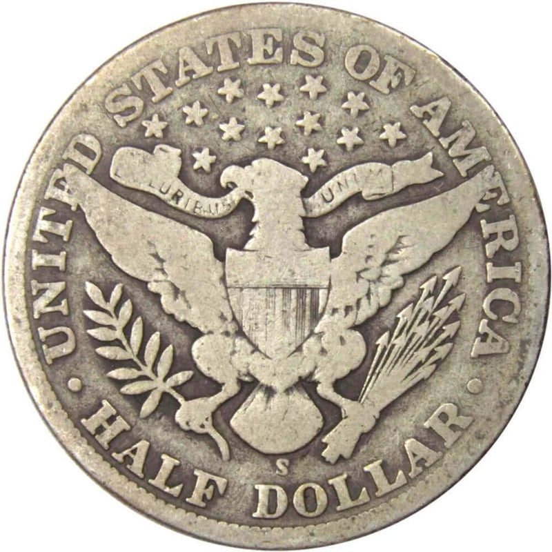 1909 S Barber Half Dollar VG Very Good 90% Silver 50c US Type Coin Collectible-2