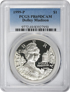 1999-P Dolley Madison Silver Commemorative Dollar PR69DCAM PCGS Proof 69 DC-1