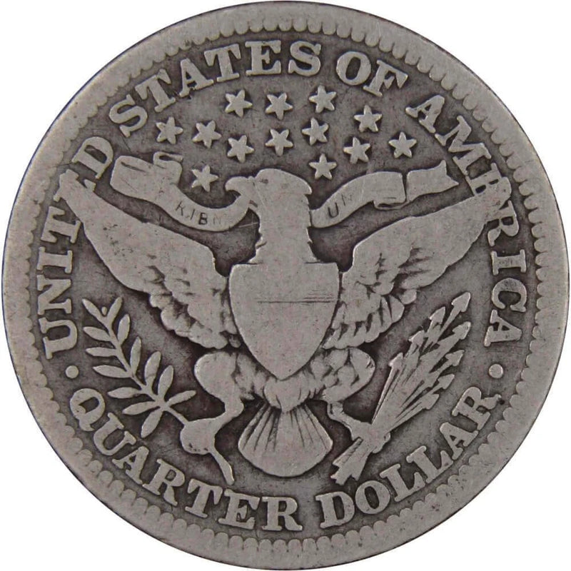 1914 Barber Quarter VG Very Good 90% Silver 25c US Type Coin Collectible-2
