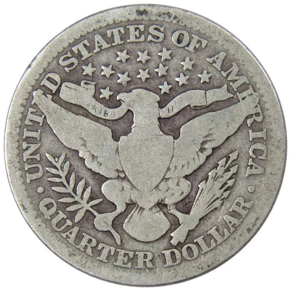 1907 Barber Quarter Circulated Silver 25c Coin Collectible-2