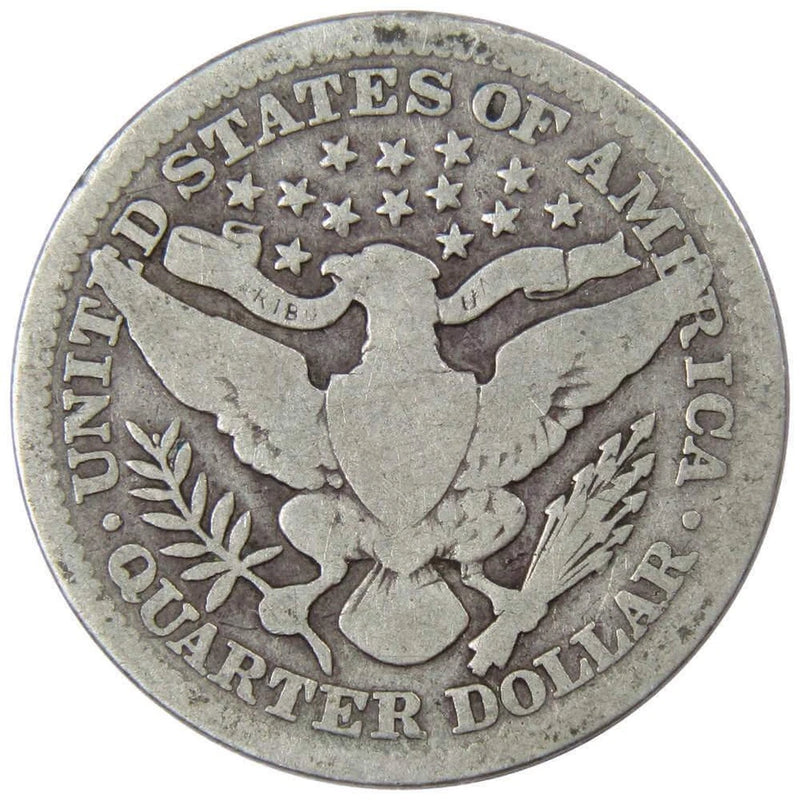 1907 Barber Quarter Circulated Silver 25c Coin Collectible-2