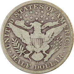 1906 D Barber Half Dollar G Good Silver 50c Coin-2