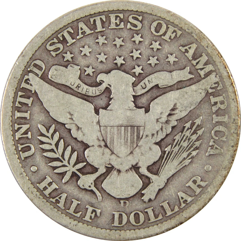 1906 D Barber Half Dollar G Good Silver 50c Coin-2