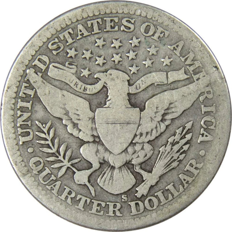1915 S Barber Quarter Circulated Silver 25c Coin Collectible-2