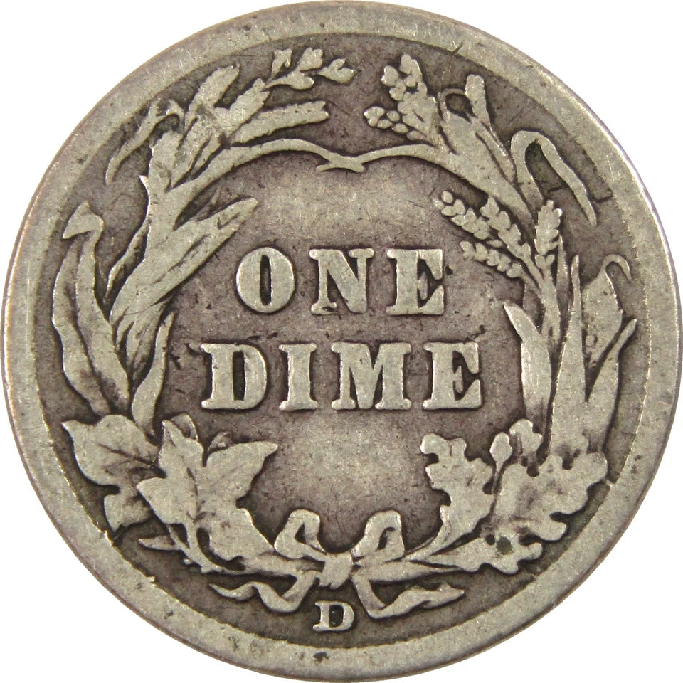 1912 D Barber Dime VG Very Good Silver 10c Coin-2