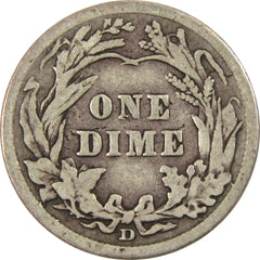 1912 D Barber Dime VG Very Good Silver 10c Coin-2