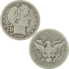 1908 D Barber Quarter G Good Silver 25c Coin-3