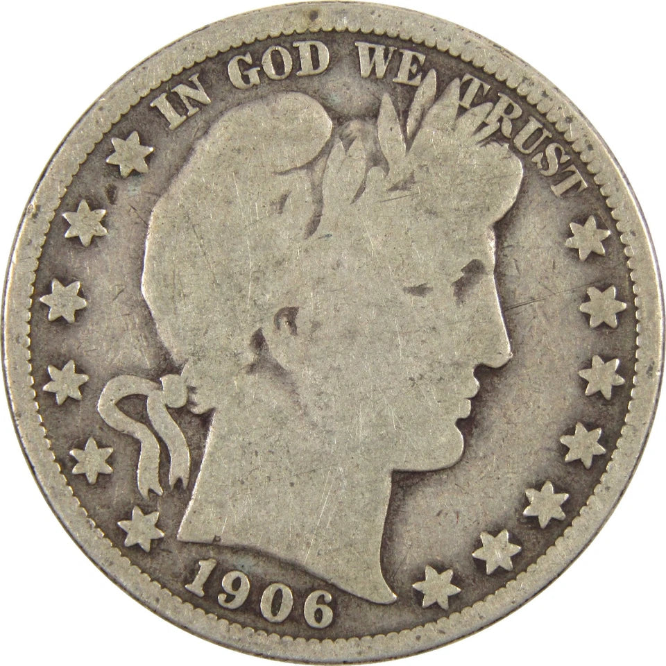 1906 O Barber Half Dollar G Good Silver 50c Coin-1