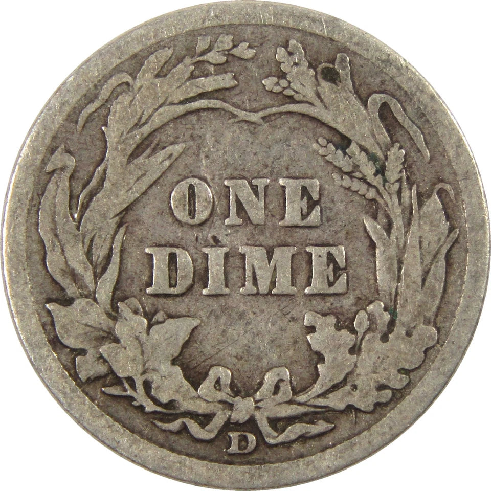 1912 D Barber Dime G Good Silver 10c Coin-2
