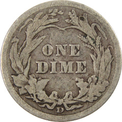 1912 D Barber Dime G Good Silver 10c Coin-2