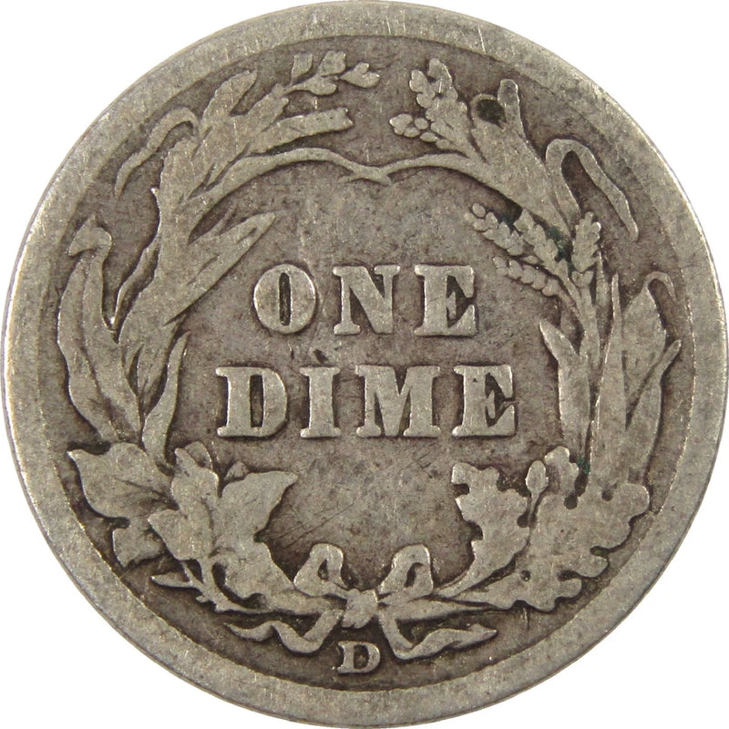 1912 D Barber Dime G Good Silver 10c Coin-2