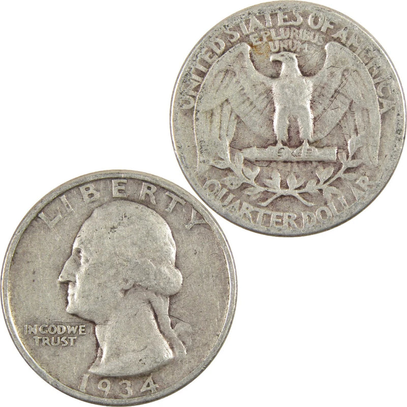 1934 Medium Motto Washington Quarter VG Very Good Silver 25c Coin-4