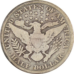 1907 S Barber Half Dollar G Good Silver 50c Coin-2
