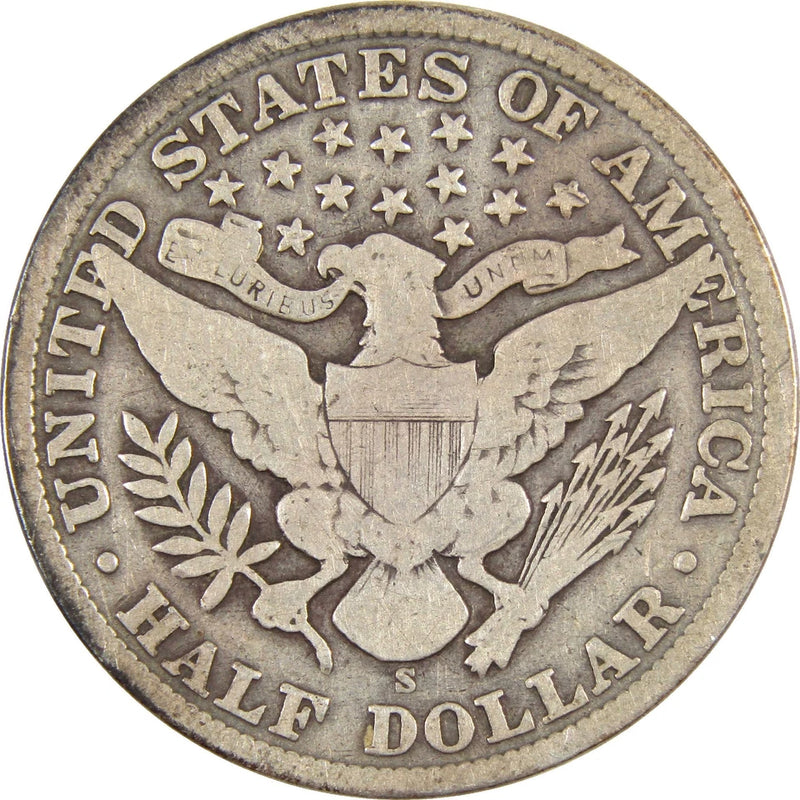 1907 S Barber Half Dollar G Good Silver 50c Coin-2