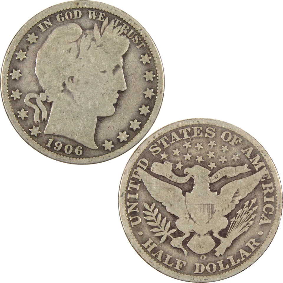 1906 O Barber Half Dollar G Good Silver 50c Coin-3