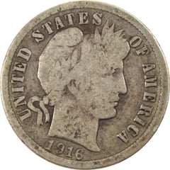 1916 S Barber Dime G Good Silver 10c Coin-1